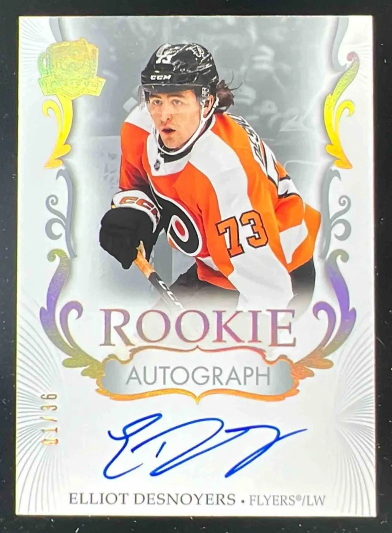 2023-24 The Cup Gold Spectrum Foil #142 Elliot Desnoyers Autograph RC Auto /36