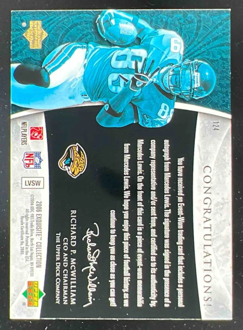 2006 Upper Deck Exquisite Collection #124 Marcedes Lewis Autograph RC Auto /225 - Image 2