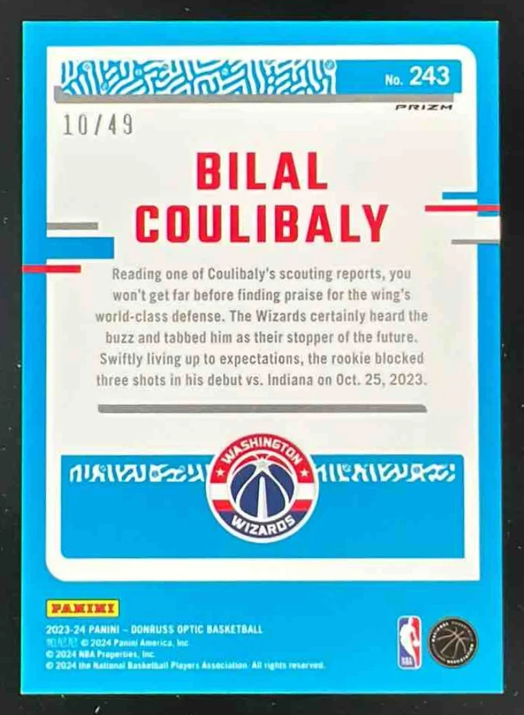 2023-24 Panini Donruss Optic Blue Prizm #243 Bilal Coulibaly RC Rated Rookie /49 - Image 2