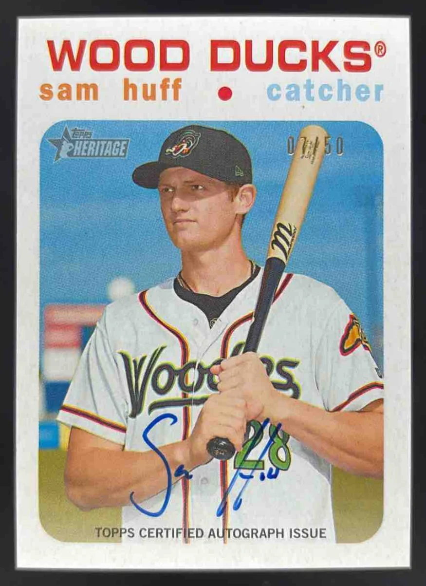 2020 Topps Heritage Minor League Real One White Border #ROA-SH Sam Huff Auto /50