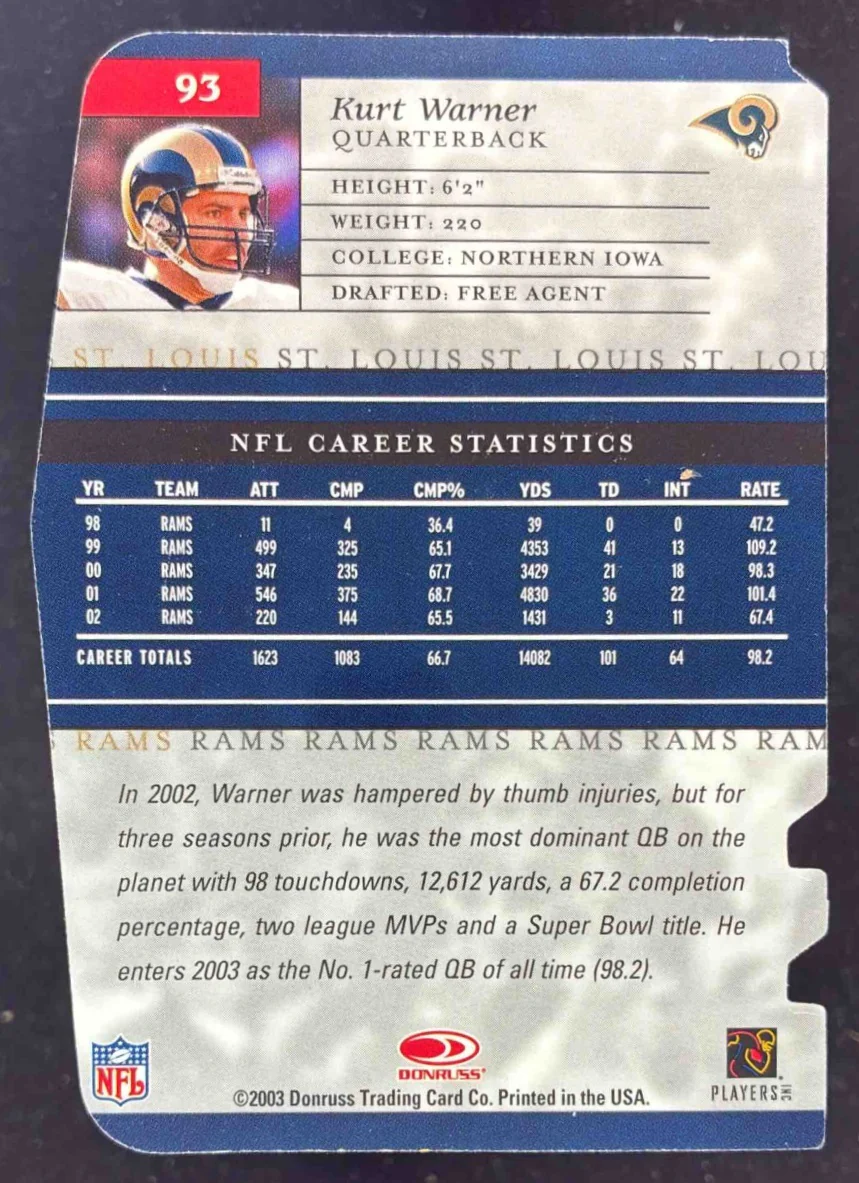 2003 Donruss Elite Aspirations #93 Kurt Warner /87 - Image 2