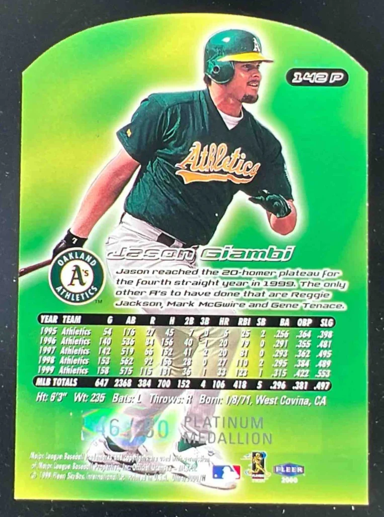 2000 Fleer Ultra Platinum Medallion #142P Jason Giambi /50 - Image 2