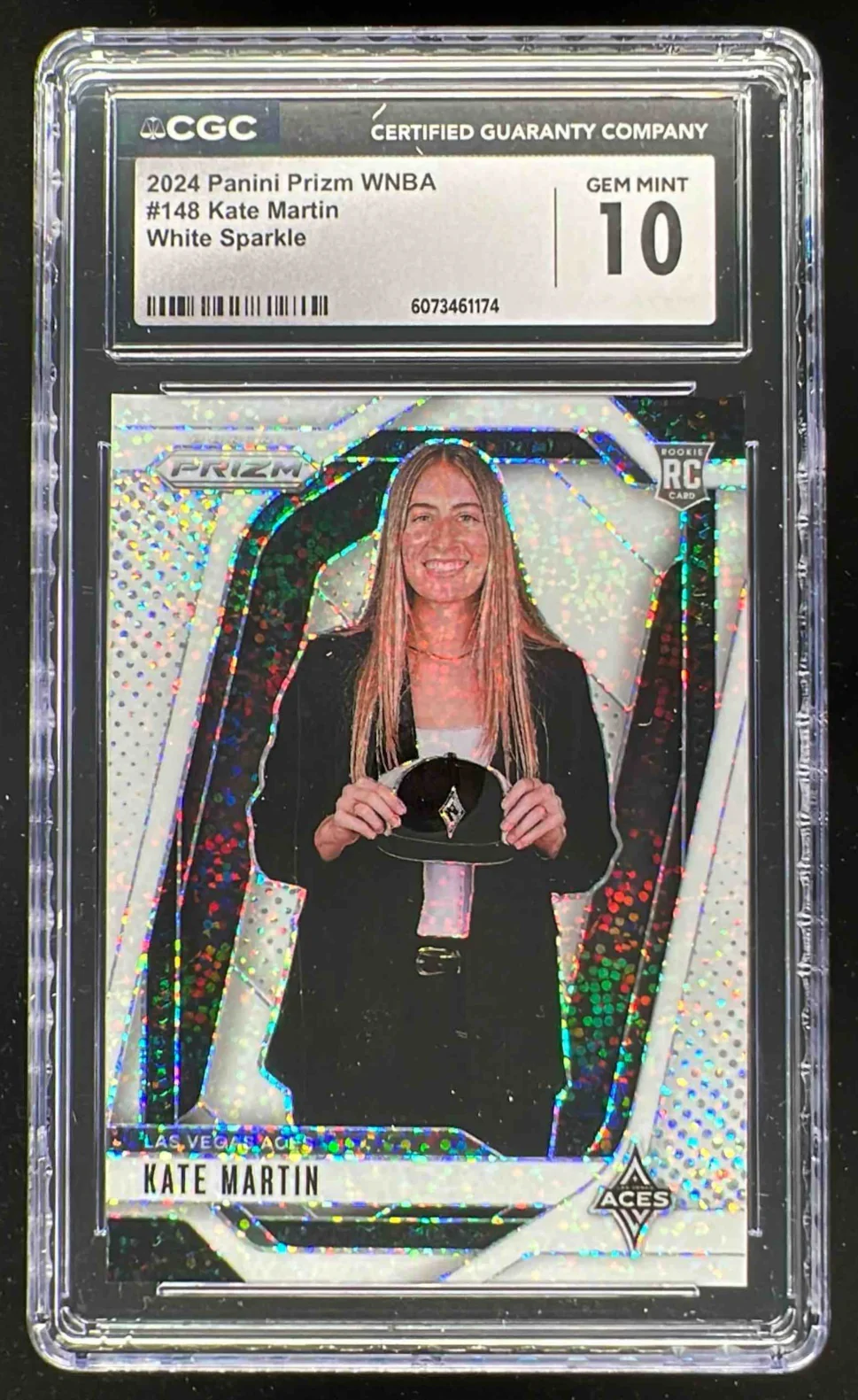 2024 Panini WNBA Prizm White Sparkle Prizm #148 Kate Martin RC CGC 10