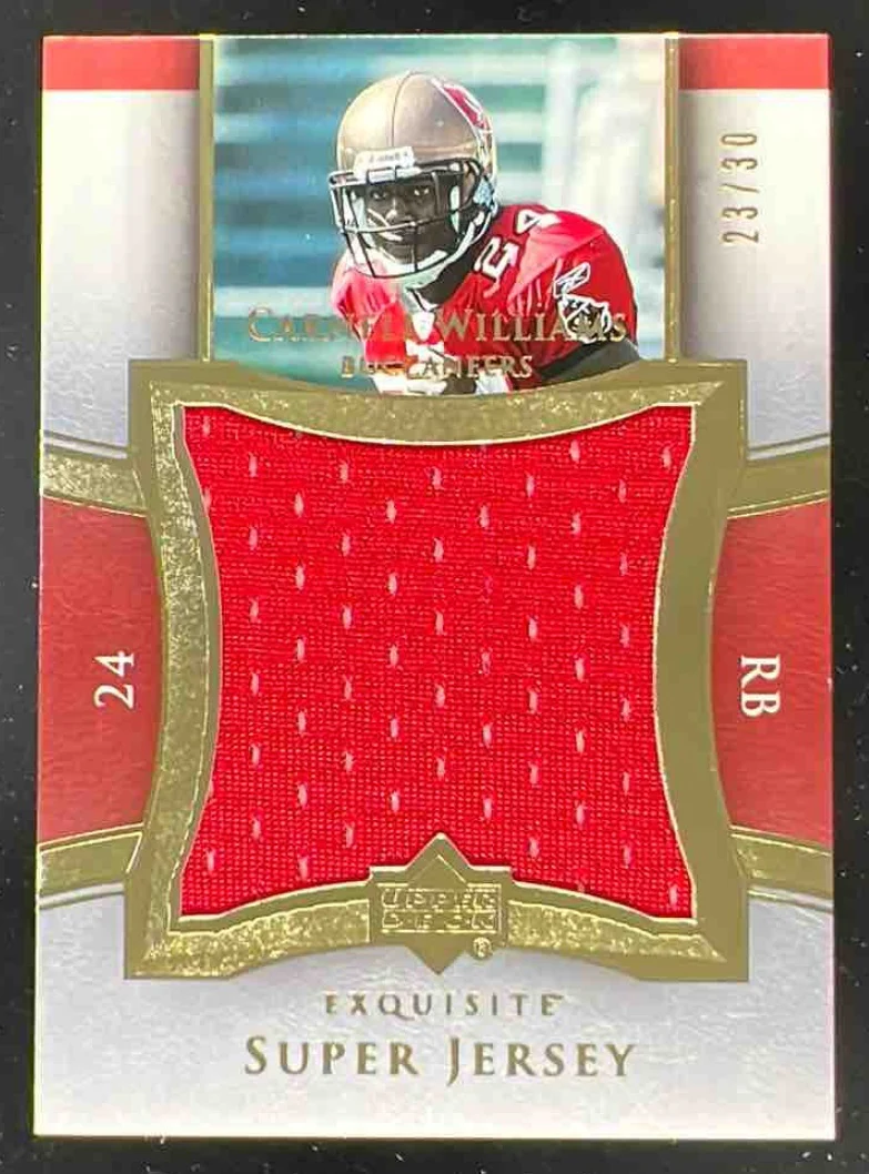 2005 Exquisite Collection Super Jersey Gold #SJ-CW Cadillac Williams RC /30