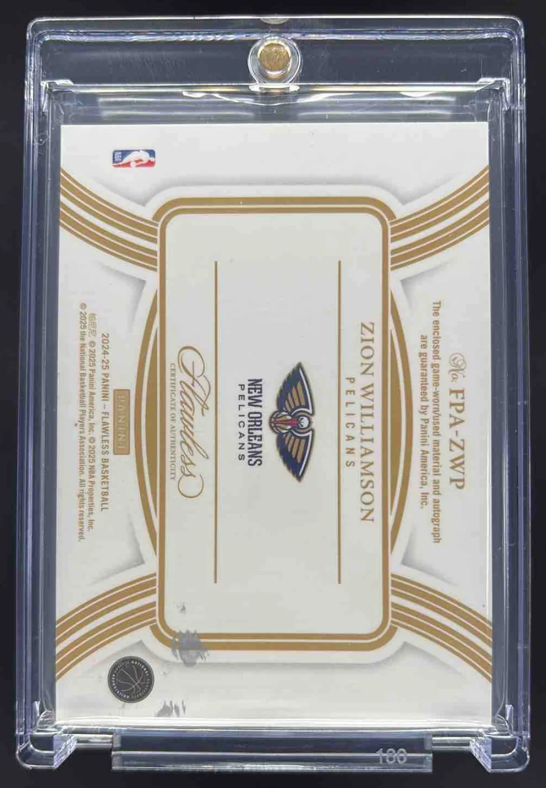2024-25 Panini Flawless Flawless Patch Ruby #20 Zion Williamson Auto /15 - Image 2