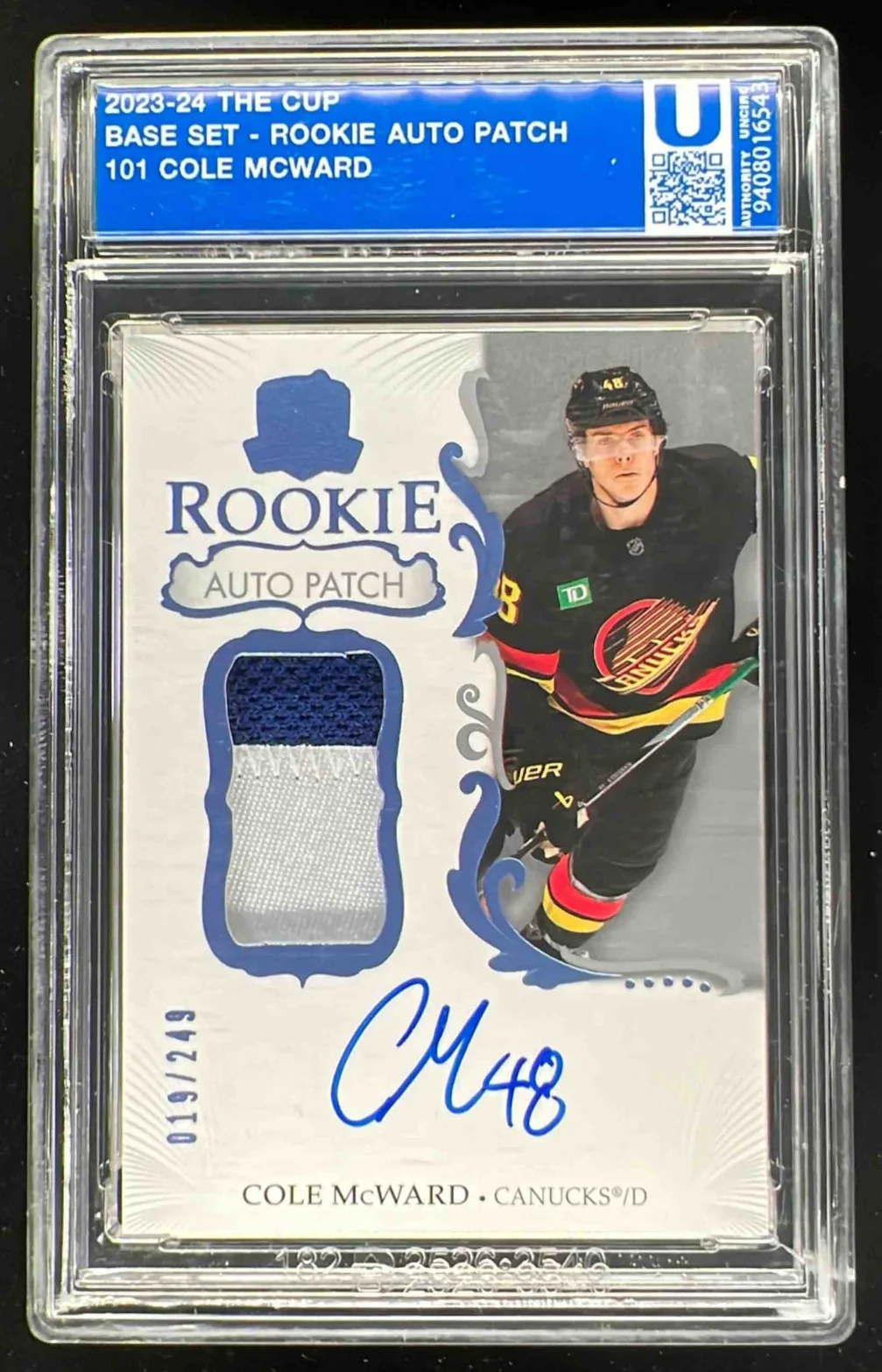 2023-24 The Cup #101 Cole McWard Rookie Patch Auto Autograph Auto /249