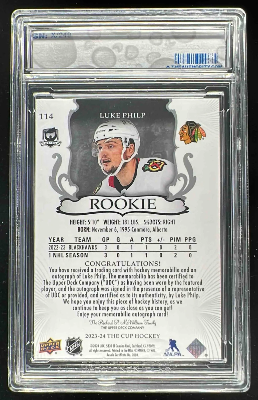 2023-24 The Cup #114 Luke Philp Rookie Patch Auto Autograph Auto /249 - Image 2