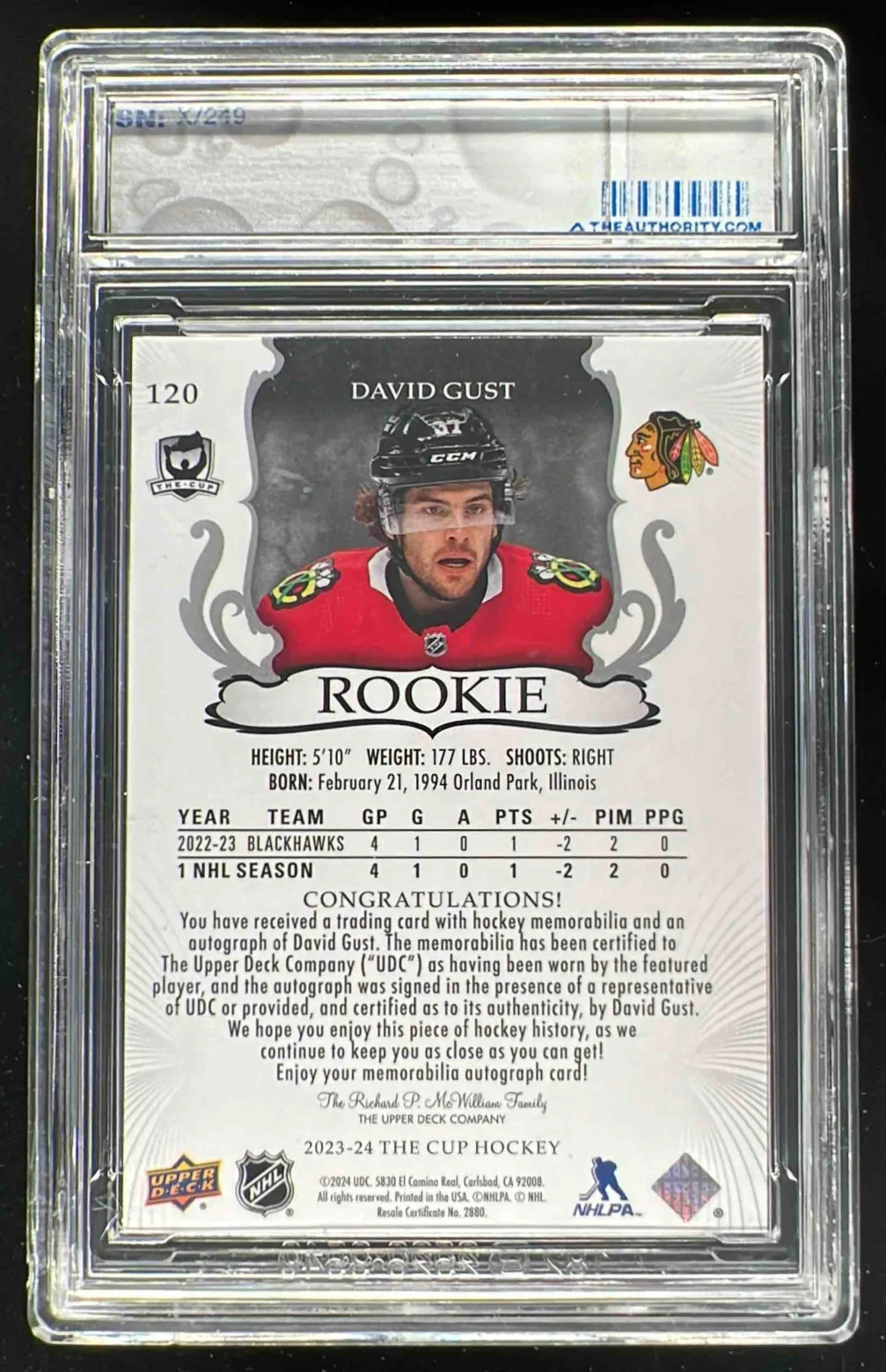 2023-24 The Cup #120 David Gust Rookie Patch Auto Autograph Auto /249 - Image 2