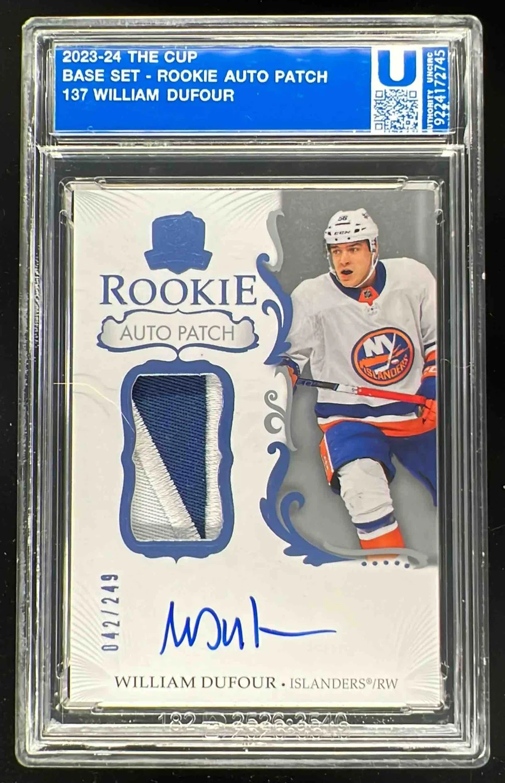 2023-24 The Cup #137 William Dufour Rookie Patch Auto Autograph Auto /249