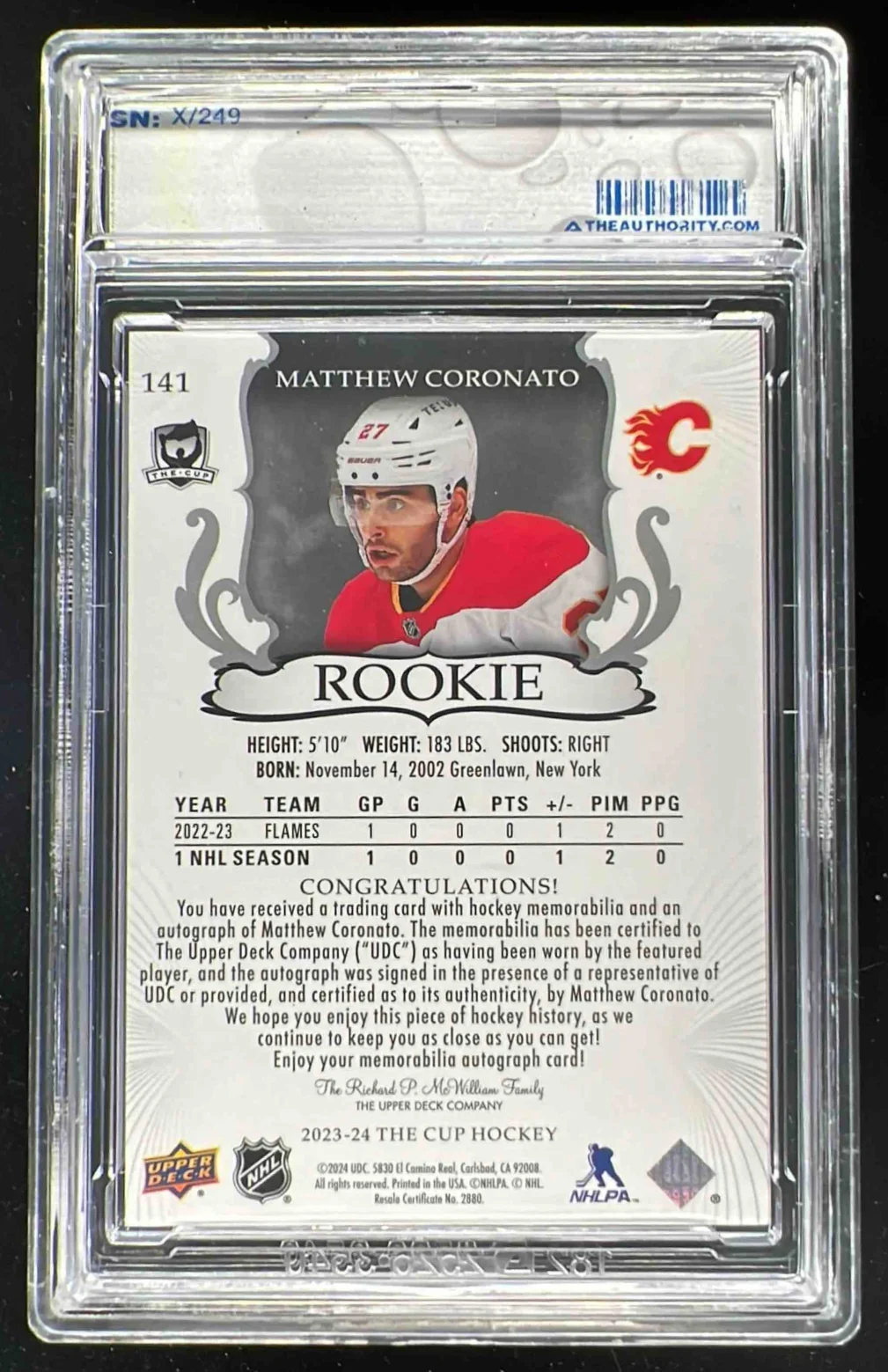 2023-24 The Cup #141 Matt Coronato Rookie Patch Auto Autograph Auto /249 - Image 2