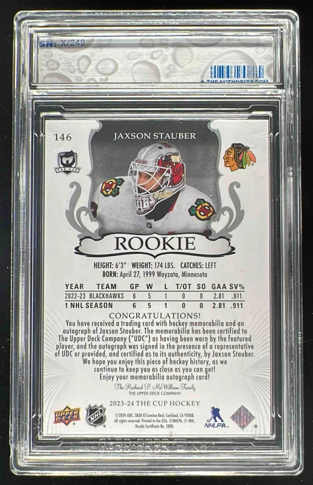 2023-24 The Cup #146 Jaxson Stauber Rookie Patch Auto Autograph Auto /249 - Image 2
