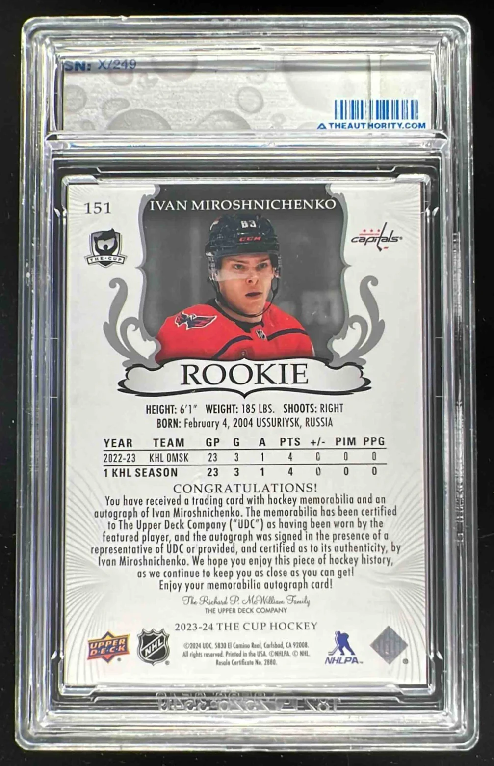 2023-24 The Cup #151 Ivan Miroshnichenko Rookie Patch Auto Autograph Auto /249 - Image 2