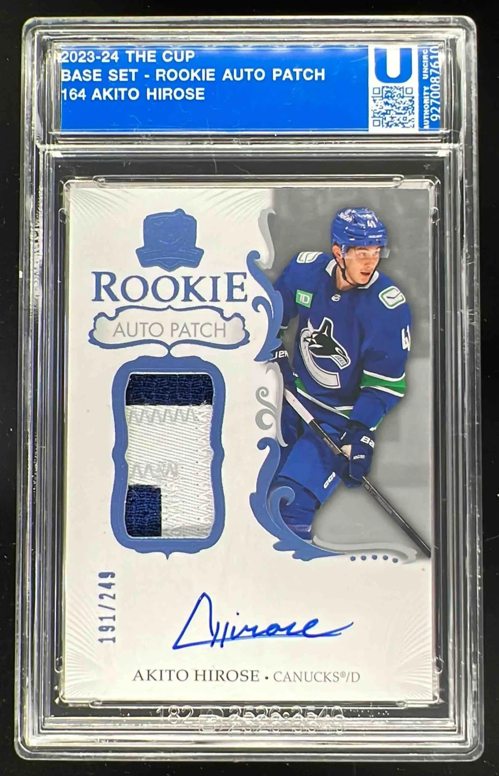 2023-24 The Cup #164 Akito Hirose Rookie Patch Auto Autograph Auto /249