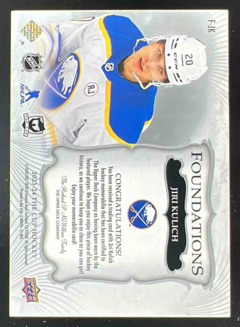 2023-24 The Cup Foundations Quad Jersey #F-JK Jiri Kulich /99 - Image 2