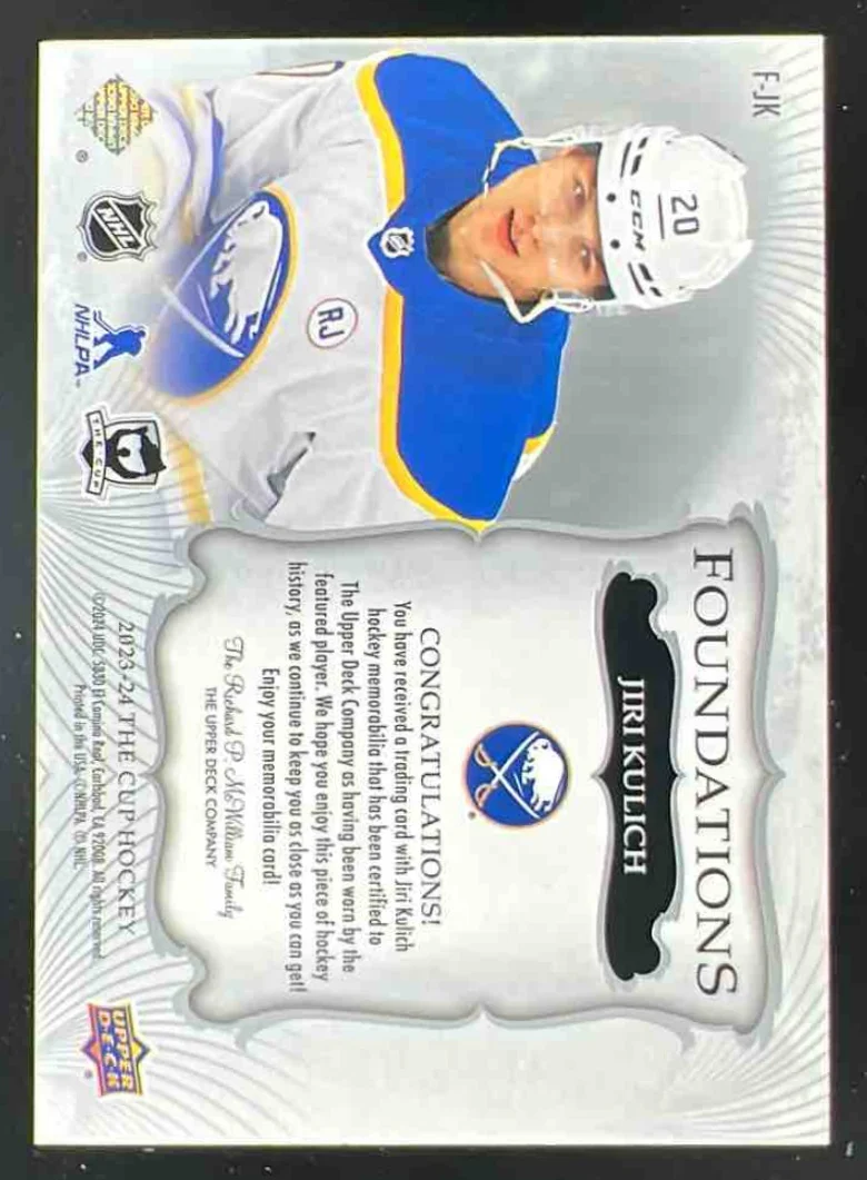 2023-24 The Cup Foundations Quad Jersey #F-JK Jiri Kulich /99 - Image 2