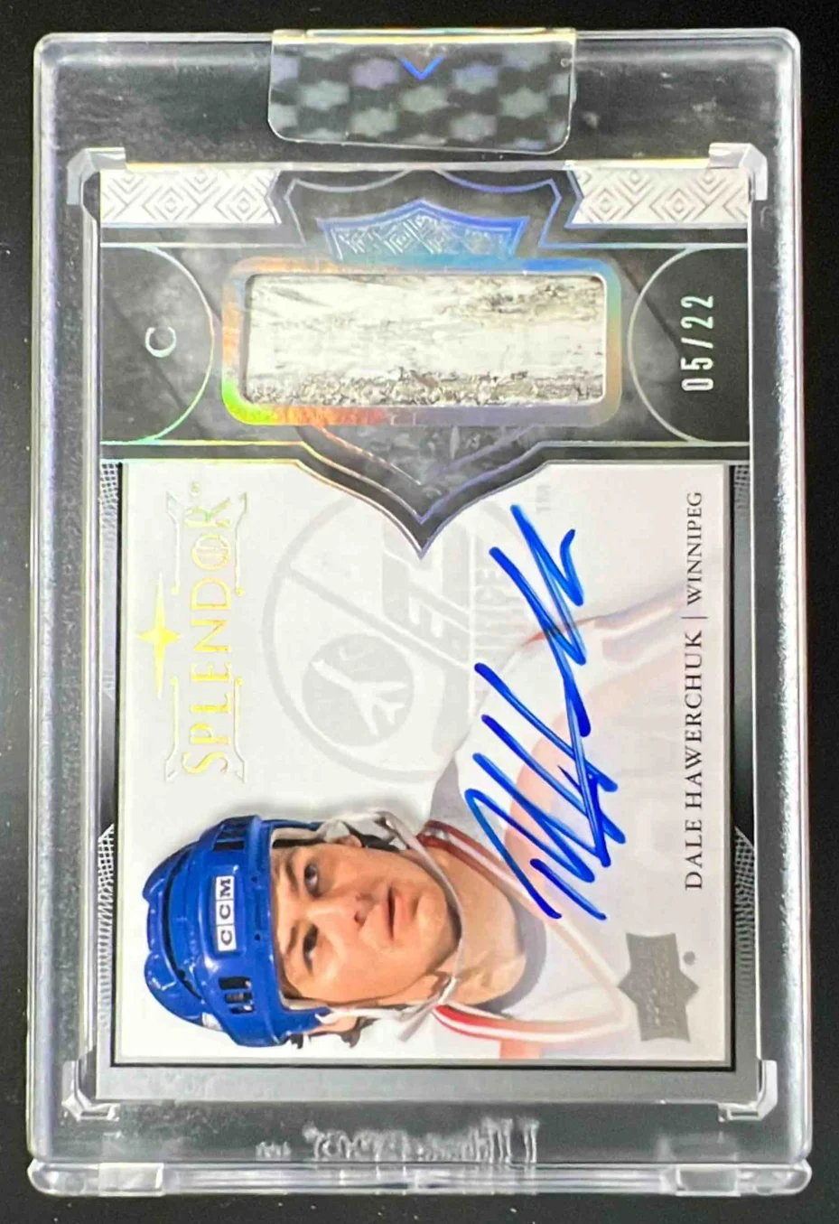 2017-18 Upper Deck Splendor Bordered Relic Silver #BD-HA Dale Hawerchuk Auto /22
