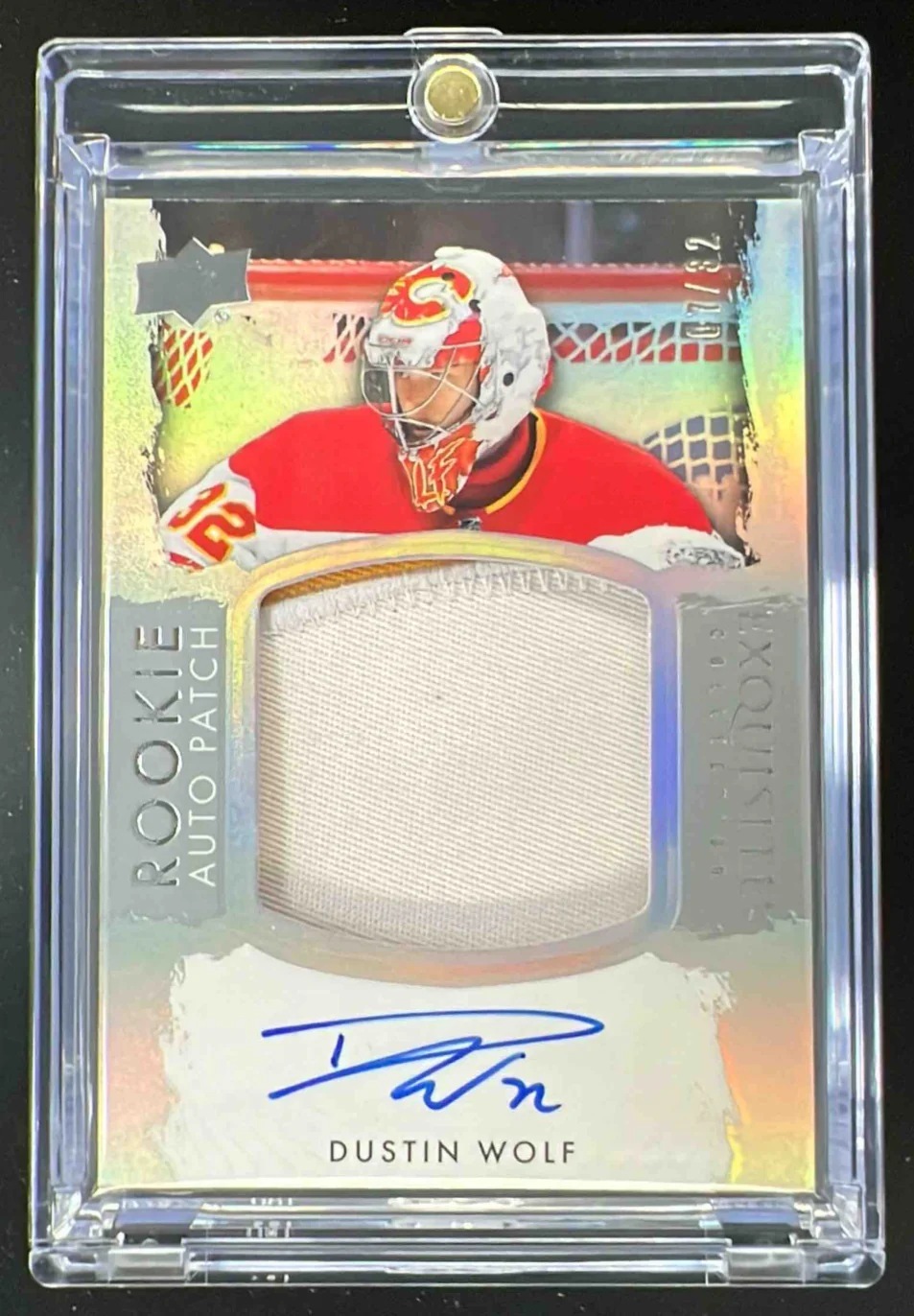 2023-24 Exquisite Collection Rookie Patch #EC-DW Dustin Wolf Autograph Auto /32