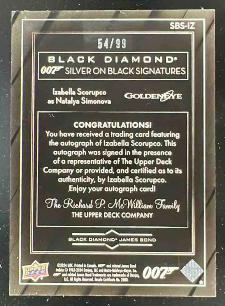 2024 Black Diamond 007 Silver Black Auto Izabella Scorupco Natalya Simonova /99 - Image 2
