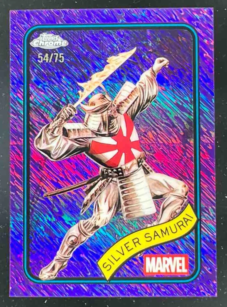2025 Topps Chrome Marvel Purple Shimmer Refractor #59 Silver Samurai /75