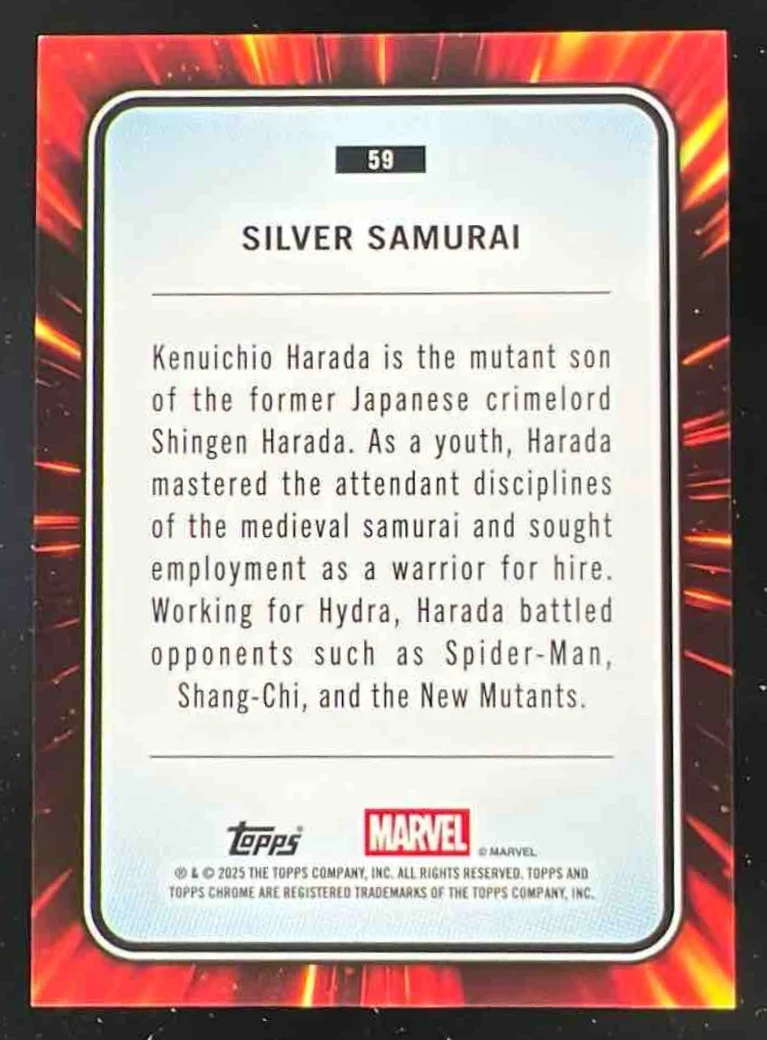 2025 Topps Chrome Marvel Purple Shimmer Refractor #59 Silver Samurai /75 - Image 2