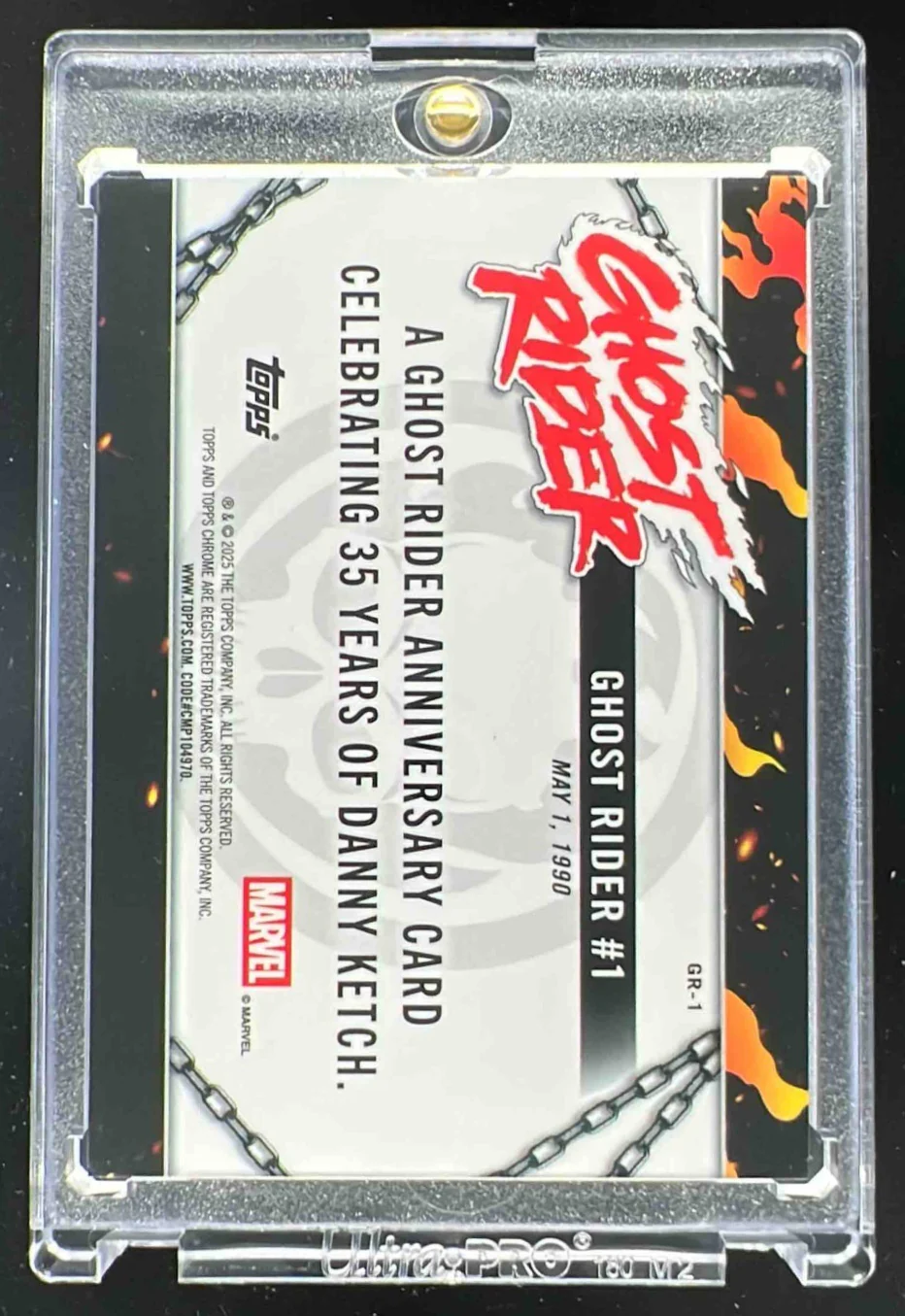 2025 Topps Chrome Marvel Ghost Rider Shadowbox Red Wave #GR-1 Ghost Rider /5 - Image 2