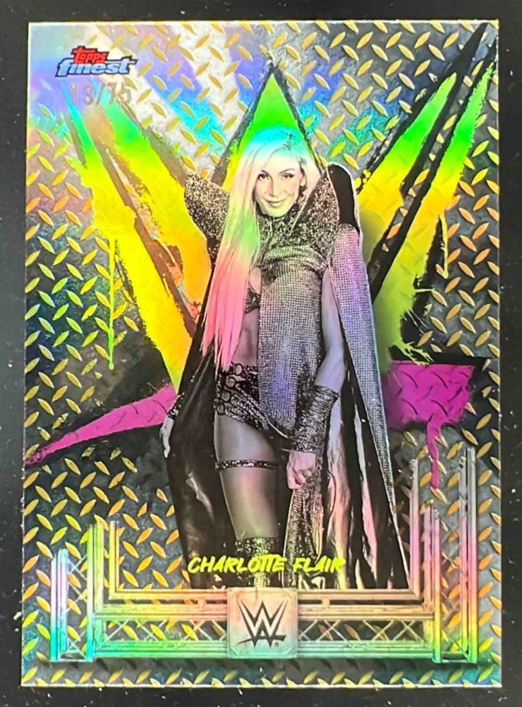 2025 Topps Finest WWE Common Gold Refractor #6 Charlotte Flair /75