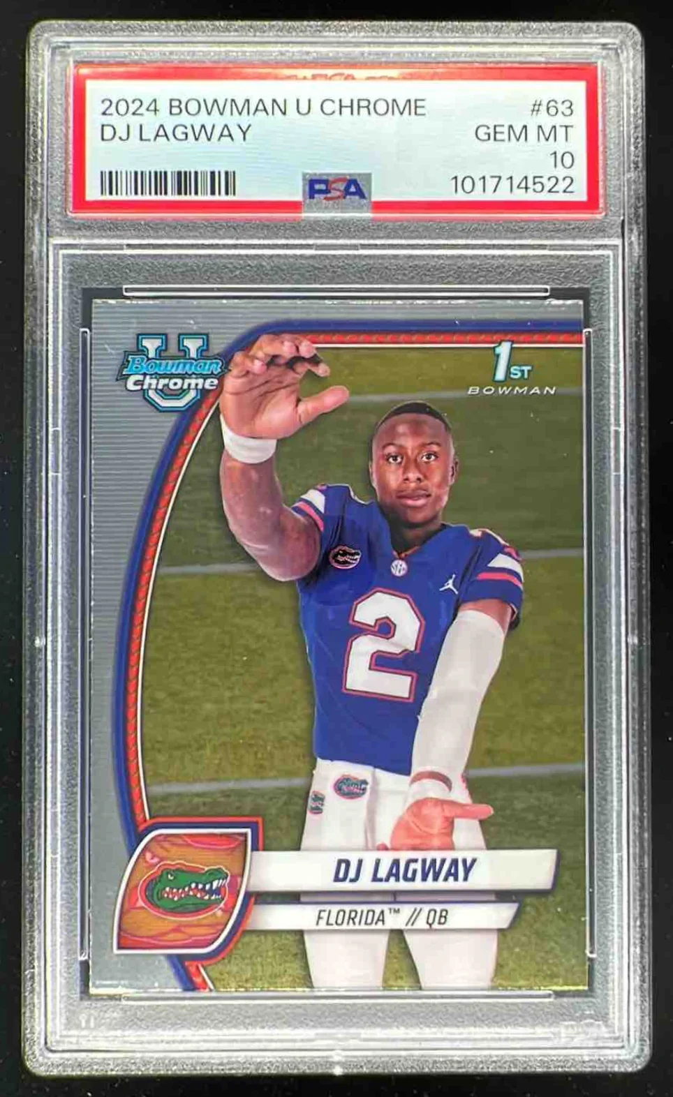2024 Bowman Chrome University #63 DJ Lagway RC PSA 10