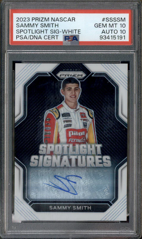 2023 Panini Prizm Nascar Spotlight Signature White Sammy Smith Auto /5 PSA 10