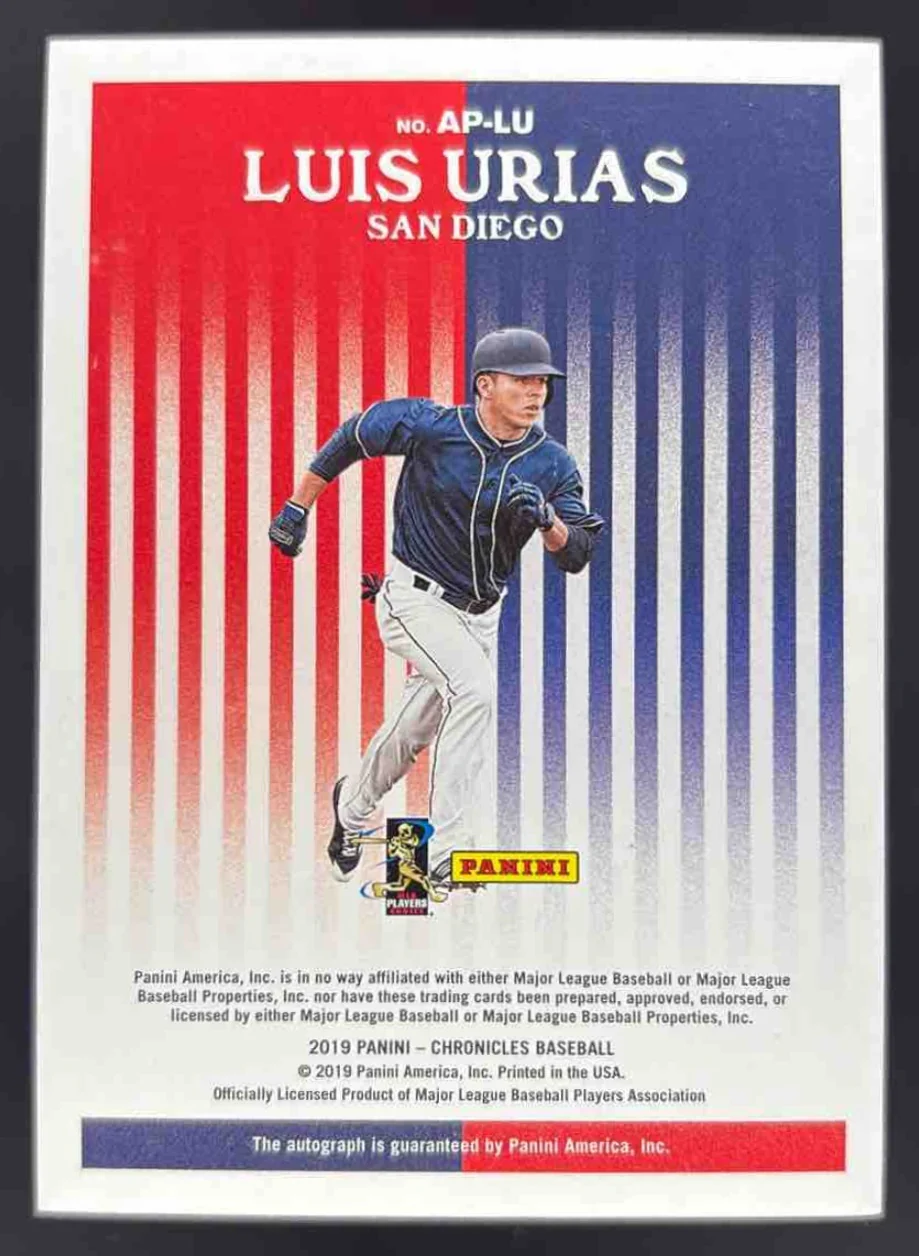 2019 Chronicles America's Pastime Autograph Holo Silver Luis Urias RC Auto /10 - Image 2