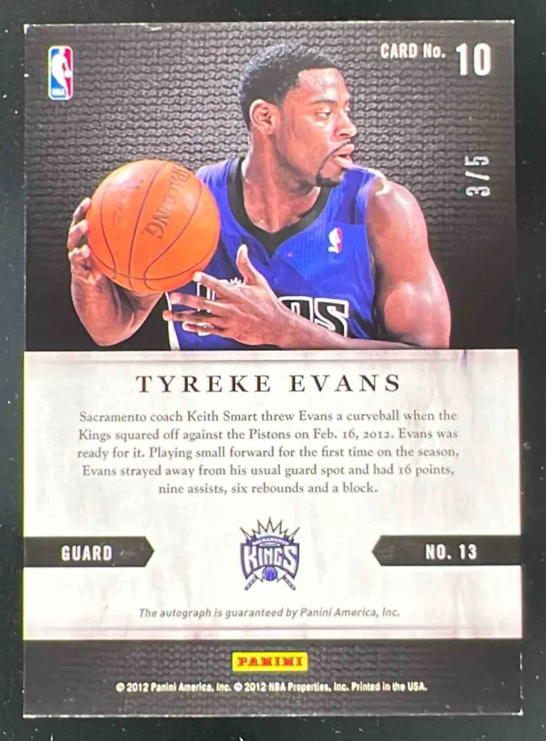 2011-12 Panini Limited Signatures Gold Spotlight #10 Tyreke Evans Auto /5 - Image 2