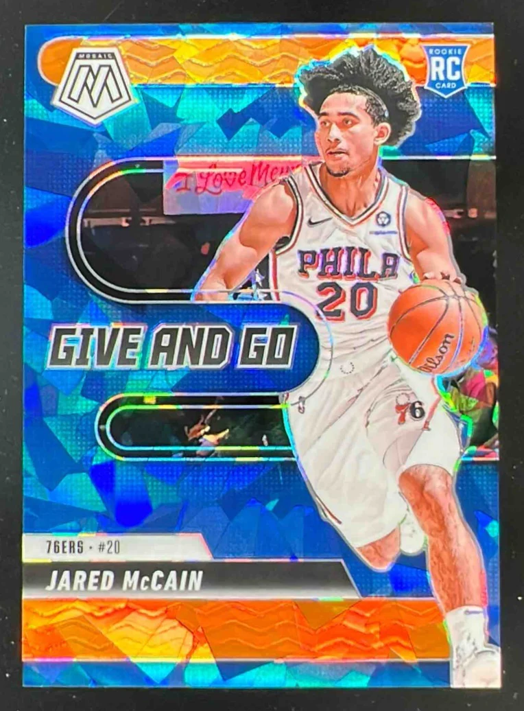 2024-25 Panini Mosaic Give N Go Orange Ice Mosaic #5 Jared McCain RC /49