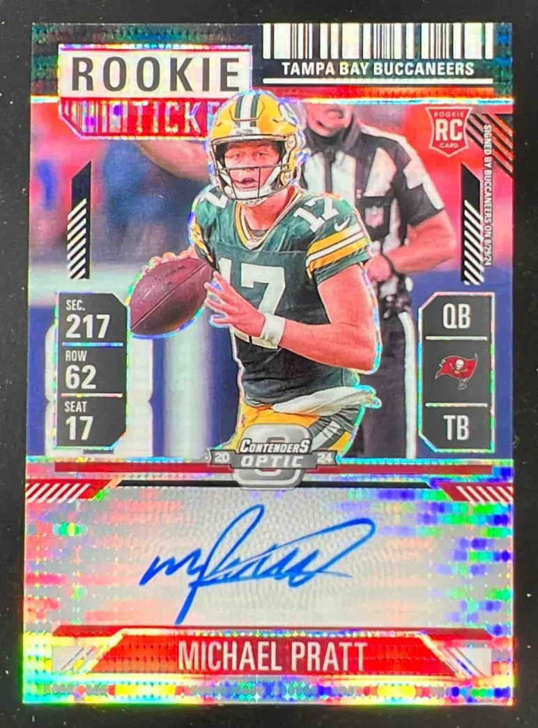 2024 Contenders Optic Rookie Ticket Black Pulsar Prizm Michael Pratt RC Auto /8