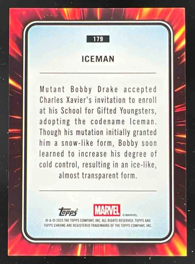 2025 Topps Chrome Marvel Gold Wave Refractor #179 Iceman /50 - Image 2