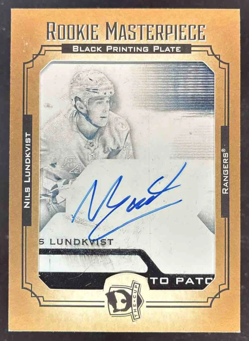 2021-22 The Cup Printing Plate Black Autograph Nils Lundkvist Auto 1/1