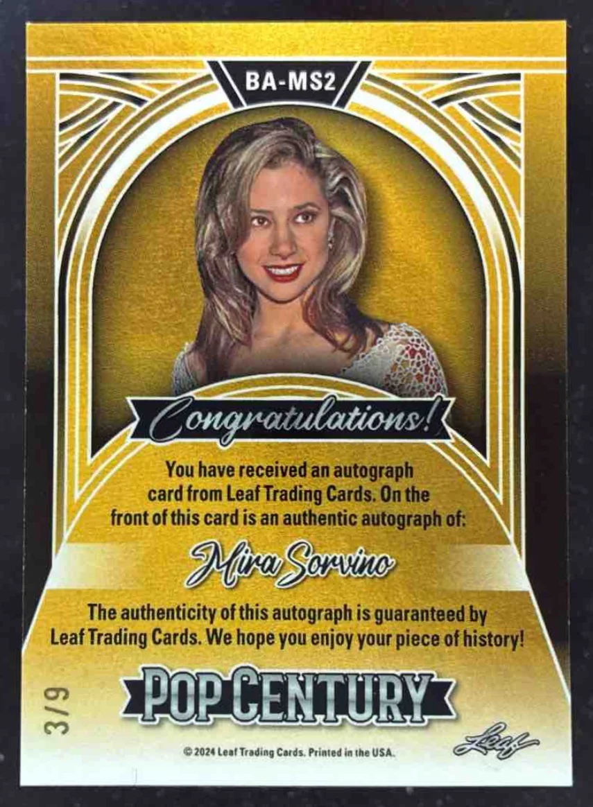 2024 Leaf Metal Pop Century Kaleidoscope Platinum Blue Mira Sorvino Auto /9 - Image 2
