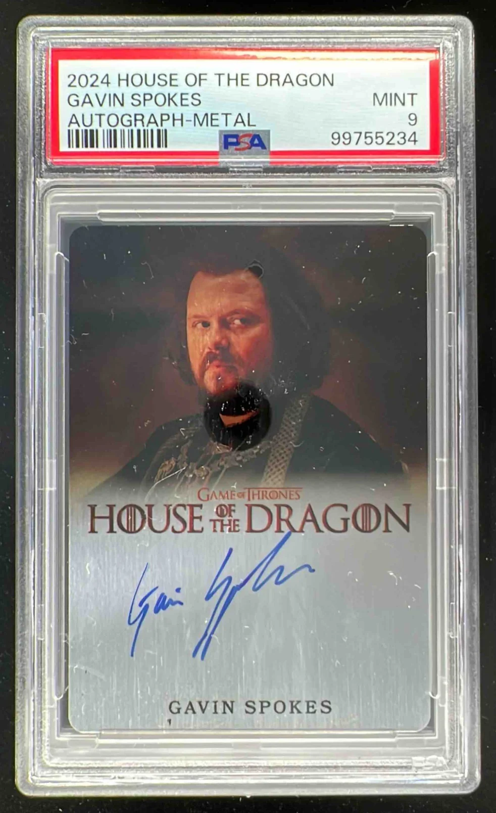 2024 House of the Dragon Autograph Metal Gavin Spokes Auto /55 PSA 9