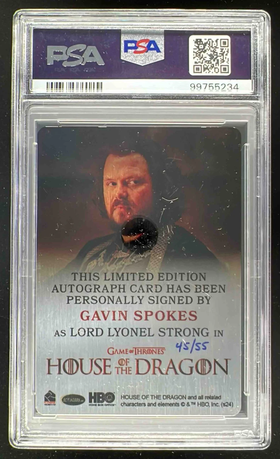 2024 House of the Dragon Autograph Metal Gavin Spokes Auto /55 PSA 9 - Image 2