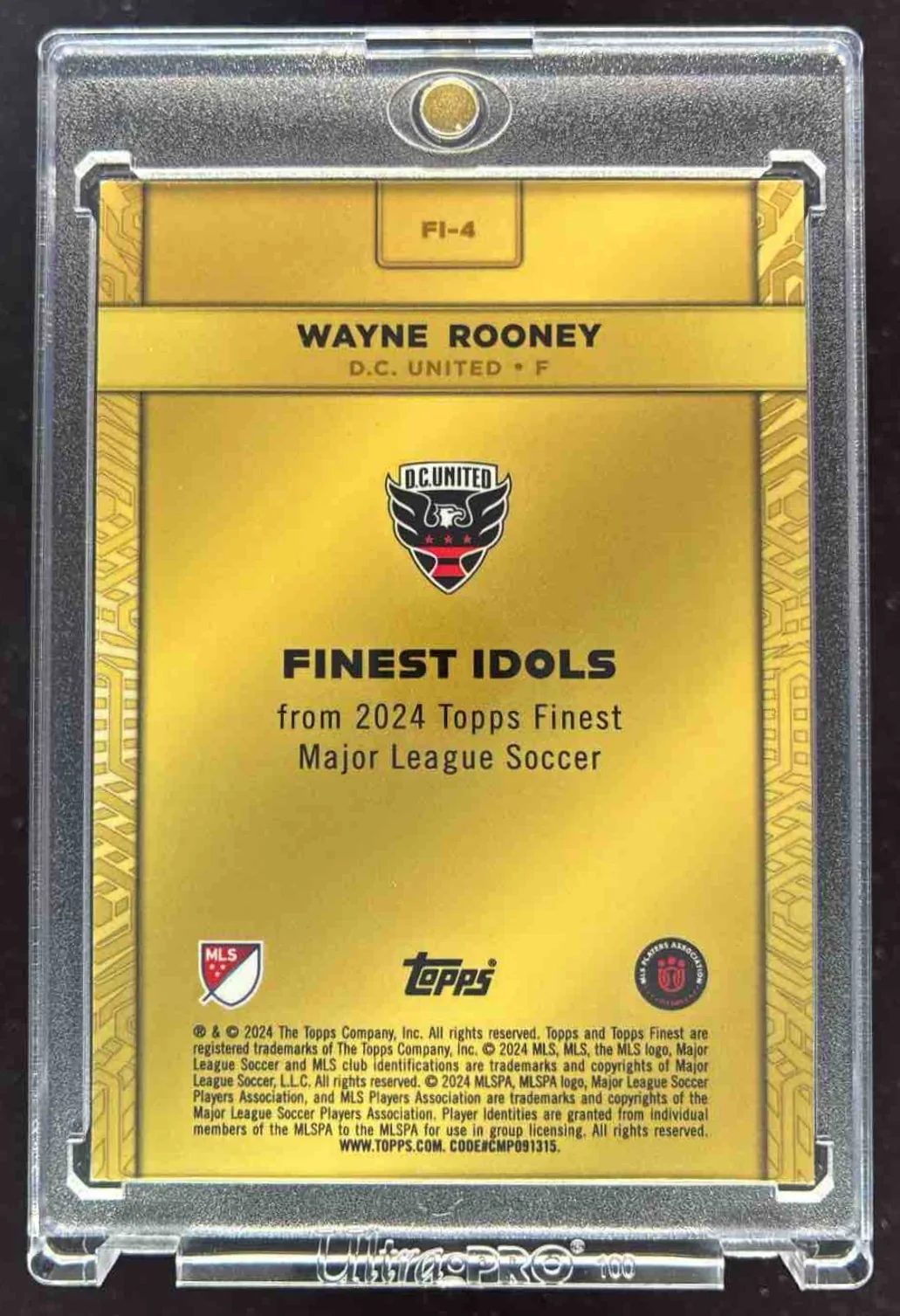 2024 Topps Finest MLS Finest Idols Gold #FI-4 Wayne Rooney - Image 2