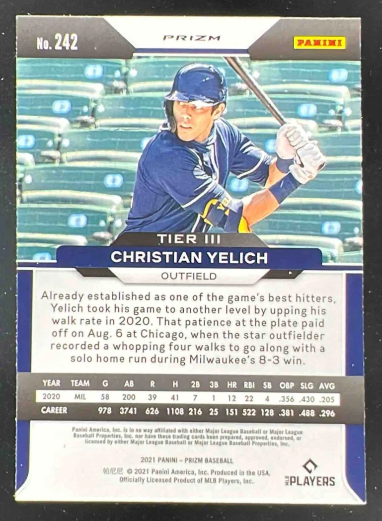 2021 Panini Prizm Giraffe #242 Christian Yelich - Image 2